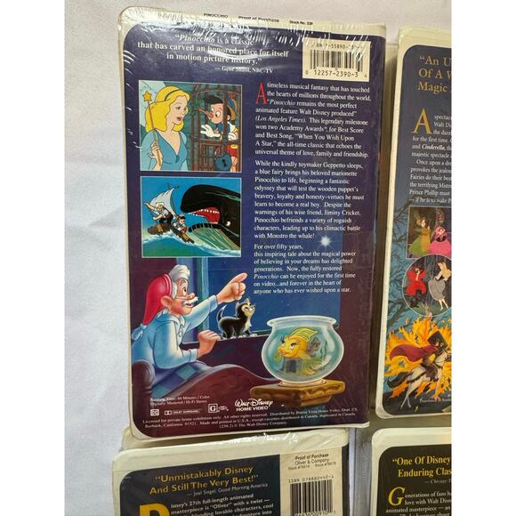Disney Masterpiece VHS Lot Sealed 90s Pinocchio Sleeping Beauty Oliver & Company - Picture 2 of 10
